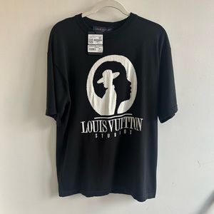 Louis Vuitton short sleeved cotton intarsia crew neck dark grey size MEDIUM